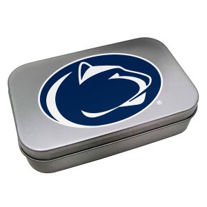 tin of mints with Penn State Athletic Logo on lid